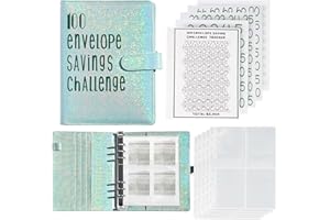 LMTNNB 100 Envelopes Money Saving Challenge Binder, Save 5050 Dollars 100 Day Envelope Challenge Binder with 100 Cash Envelopes, Tracker, and Stickers