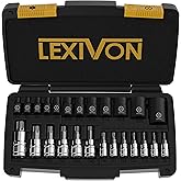 LEXIVON Master Torx Bit and Socket Set, Premium S2 Alloy & Cr-V Steel | 25-Piece, Bit Socket T8-T60 & E-Torx E4-E22 | Heavy-D