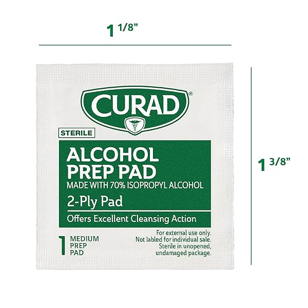 CURAD ALCOHOL PREP PADS (PACK OF 4 BOXES) | 400 PIECES OF MEDIUM ISOPROPYL ALCOHOL WIPES INDIVIDUALLY WRAPPED | FIRST AID ALCOHOL SWABS FOR CUTS & SCRAPES | MEDICAL ALCOHOL PADS FOR GENERAL CLEANSING