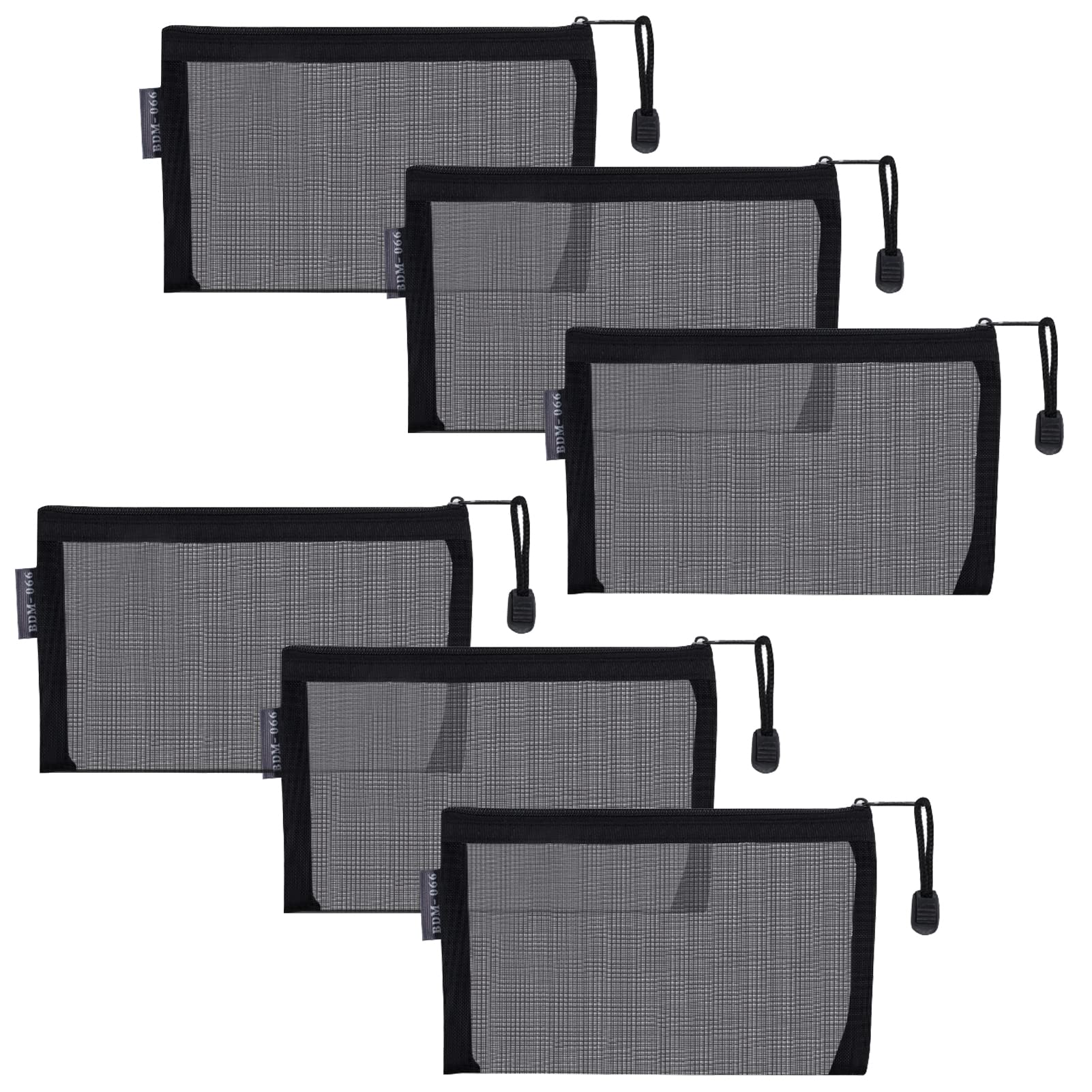 Photo 1 of HRX Package Small Mesh Cosmetic Bags with Zipper, 6pcs Black Travel Makeup Pouches Organizer Case for Purse Diaper Bag