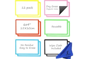 NAVY PENGUIN Dry Erase Magnets Set - 12 Pack - 6x4 in Whiteboard Magnetic Planning Pads Labels - Small White Board Magnet Strips Name Tags for Home, Office and Classroom