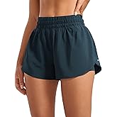 INGIA 2 in 1 High Waisted Running Shorts for Women 3" Quick Dry for Sport Athletic Workout with Zipper Pocket