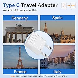 Unidapt US to Europe Plug Adapter 4 Pack - Type C