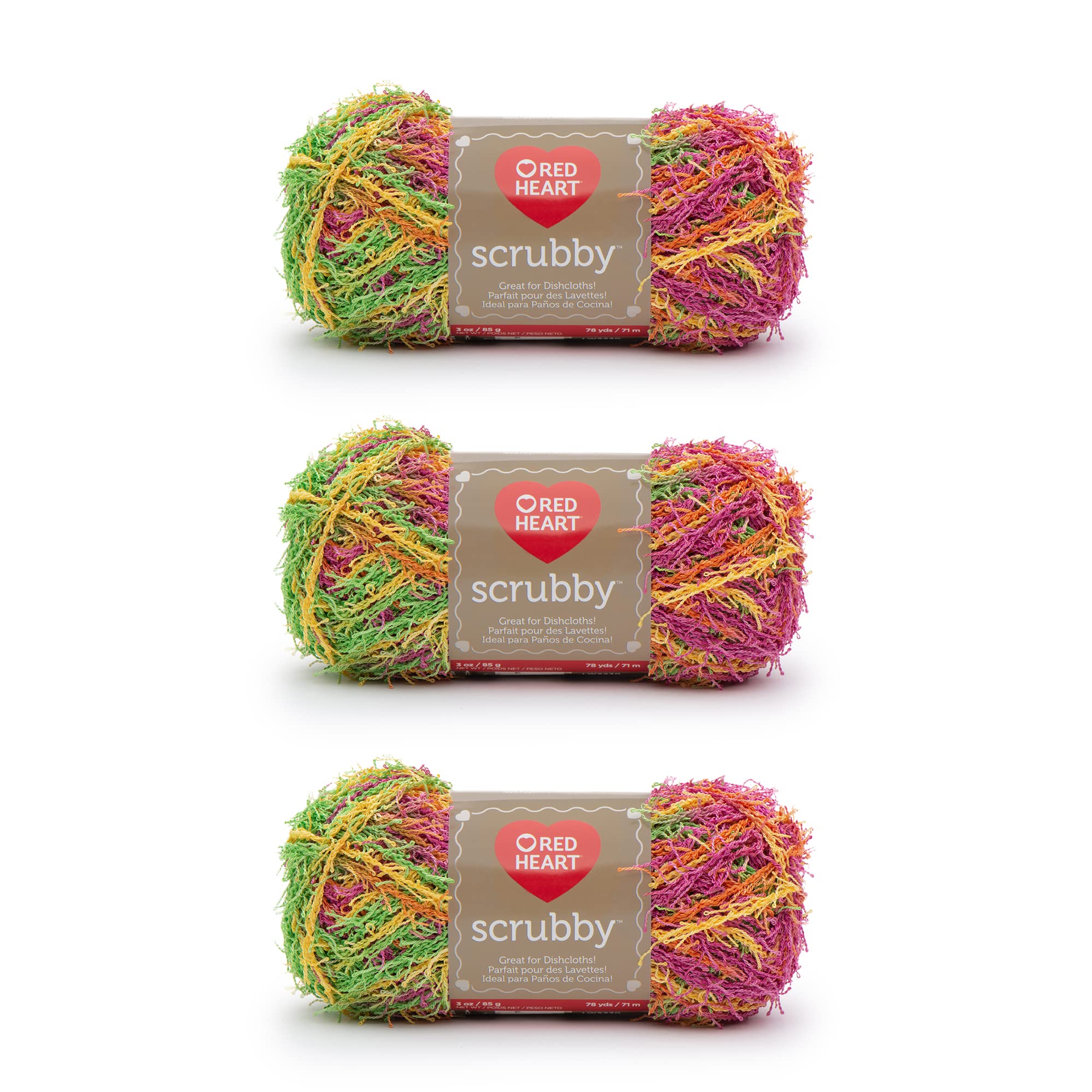 Red Heart Scrubby Yarn, 3 Pack, Tropical 3 Count