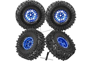hopsupRC for SCX24 TRX4M 1/24 1/18 RC Crawler Car,Aluminum 1.0" Beadlock Wheel Tires Wheel Hub Wheels Rim 4PCS 1.0in Beadlock Wheel Rims Heavy Duty Rim,Navy Blue