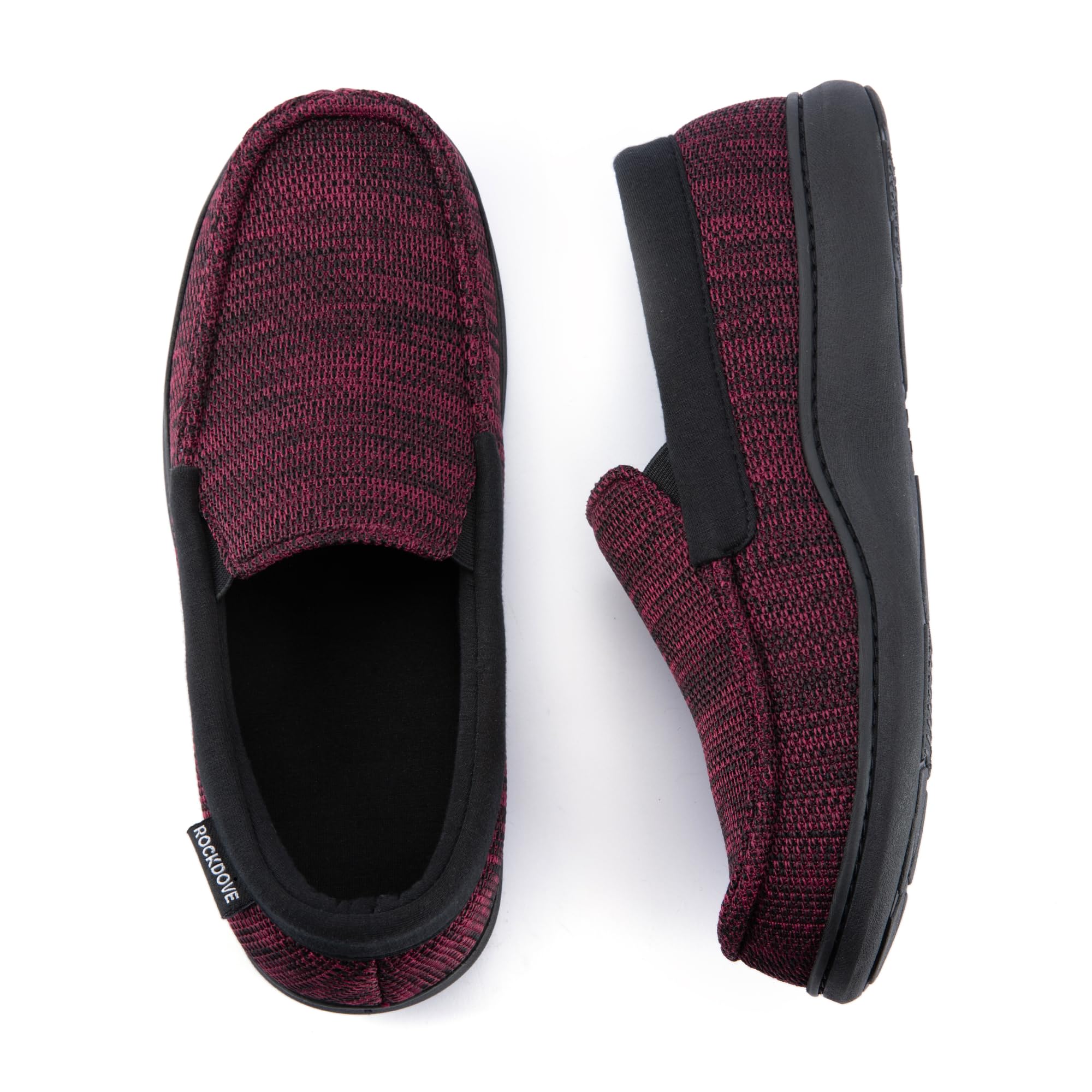 RockDove Men's Tweed Memory Foam Moc Slipper, Size 9 US Men, Burgundy Image