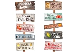 10Pcs Farmers Market Directional Sign Fresh Produce Sign with 20Pcs Glue Market Theme for Party Decor Outdoors Business Suppl