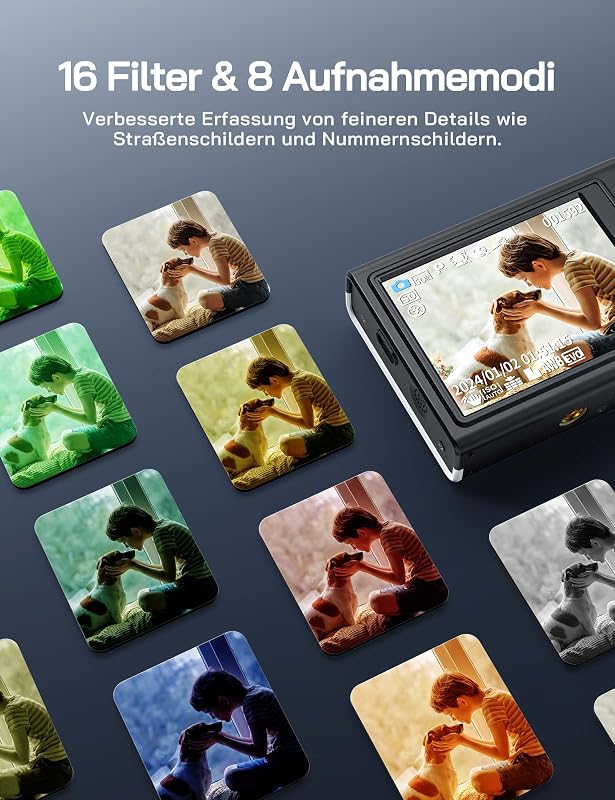 Digitalkamera, 4K Kinderkamera für Fotografie, 56MP kompakte Vlogging-Kamera, 16X Digitalzoom Fotoapparat Klein Einfache Bedienung, Autofokus Digitalkameras, Geschenk für Kinder Anfänger