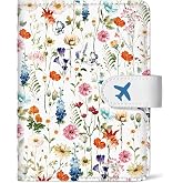 Passport Holder for Travel Essentials, RFID Blocking Leather Cover Wallet with Magnetic Closure, Aesthetic & Cute Passport Book Case for Women and Men - Wildflower