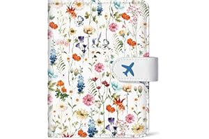 JEJEGO Passport Holder for Travel Essentials, RFID Blocking Leather Cover Wallet with Magnetic Closure, Aesthetic & Cute Passport Book Case for Women and Men - Wildflower