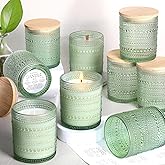 DARJEN 12 Pack Green Candle Jars for Making Candles- 8 OZ Empty Glass Candle Making Jars with Bamboo Lids and Labels, Candle Containers Candle Making Jars for DIY Gifts