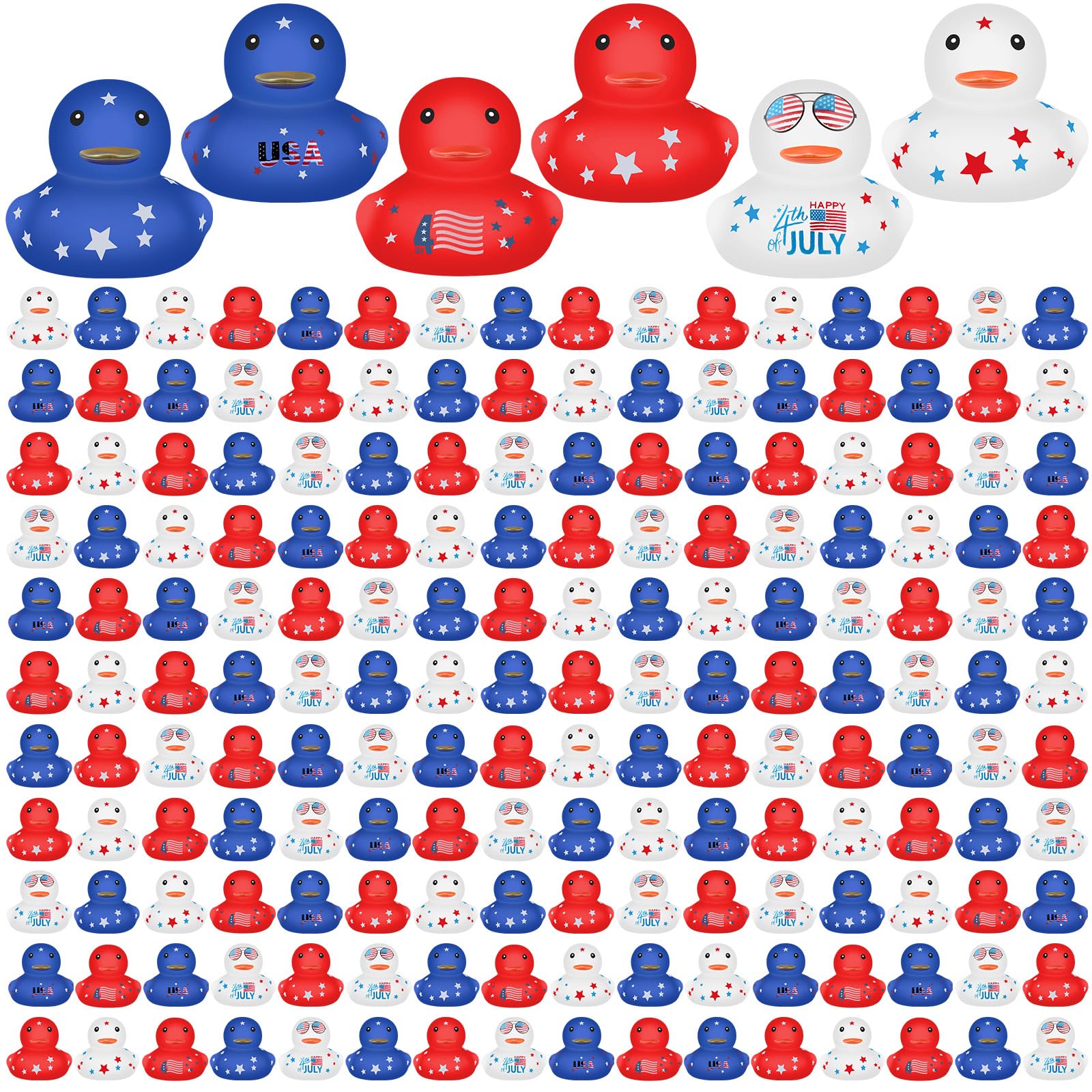 Junkin Patriotic Rubber Ducks - 50pc 4th Of July Themed Duckies For Party Favors