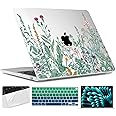 TWOLSKOO for M4 MacBook Air 13.6 inch Case 2025-2022 Release M4 A3240 M3 A3113 M2 A2681, Plastic Hard Shell & Screen Protector & Keyboard Cover & Trackpad Film, Botanical Illustration