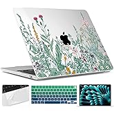 TWOLSKOO for M4 MacBook Air 13.6 inch Case 2025-2022 Release M4 A3240 M3 A3113 M2 A2681, Plastic Hard Shell & Screen Protector & Keyboard Cover & Trackpad Film, Botanical Illustration