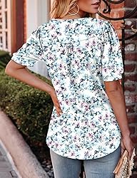 KISSMODA Women's Tunic Tops Casual V Neck Short