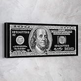 Awesometik" 100 Dollar Bill Money Press Design Canvas Print Art Home. Ready To Hang. Made In USA (Benjamin Silver Edition)