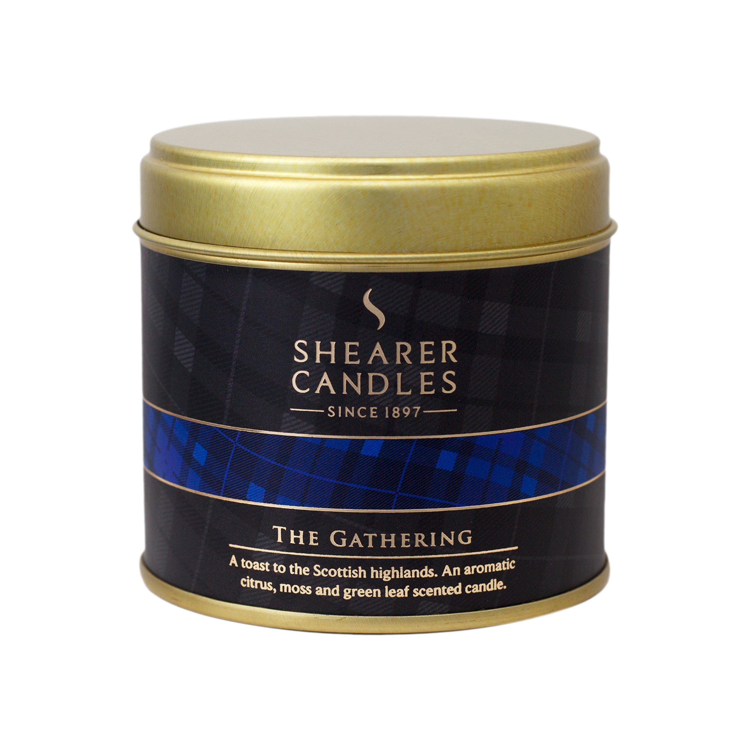 Shearer Candles The Gathering Large Scented Tartan Tin Candle - White