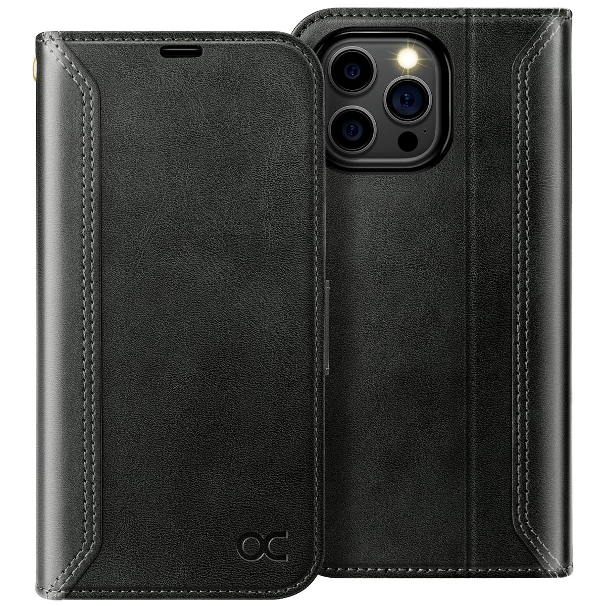 OCASE for iPhone 15 Pro Wallet Case, PU Leather Folio Flip Phone Case with RFID Blocking Card Holder Kickstand, Shockproof Phone Retro Cover for iPhone 15Pro 5G 2023 6.1 Inch,Black Graphite