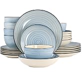 Elama Gia 24 Piece Stoneware Dinnerware Set (Light Blue)