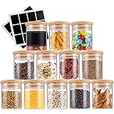 Lawei 12 Pack Glass Spice Jars with Bamboo Lids - 4 Oz Glass Spice Bottles Mini Glass Food Storage Jars for Sugar, Salt, Coff