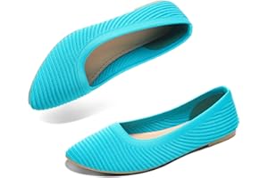 ALTOCIS Womens Knit Ballet Flats Ladies Comfortable Pointed-Toe Dressy Shoes Casual Soft Flat Shoes Ballerina Walking Flats Shoes