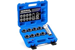 YSSNIUTOOL 10pc Axle Spindle Threading Set, Axle Thread Repair Kit with 8 Dies 1-1/16" Extension Bar, Axle Nut Rethreader with M20 M22 M24 & 13/16" 3/4" UNEF Nuts, Rethreading Tool Kit with Case