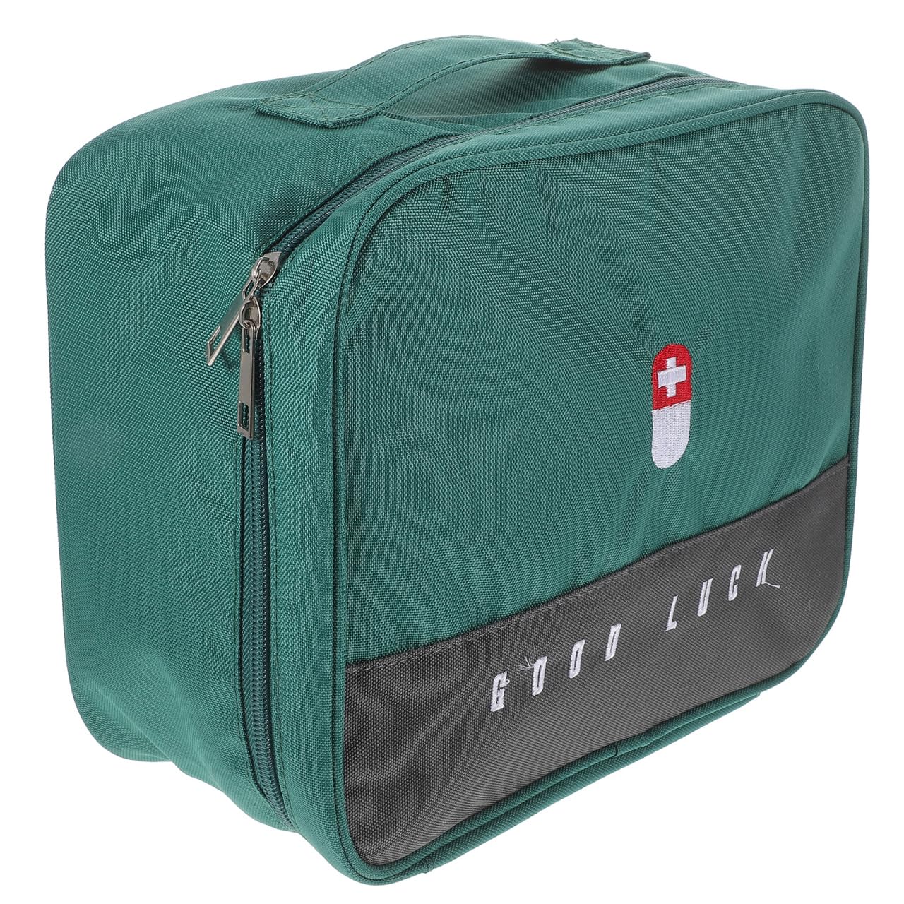 VILLCASE Travel Medical Organizer, Small Medicine Storage Bag Empty, Emergency Large Capacity Cosmetic Tote Bag for Outdoor Camping Travel (Green)