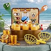 UNEEDE Pirate Bounce and Catch Game, Pop Up Pirate Toy with Shark, Bomb, and Poop Launchers, Interactive Board Game for Kids 