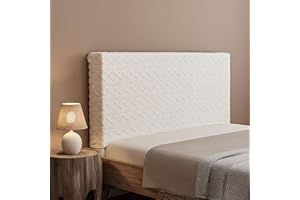 Gilprop Bed Headboard Cover Stretch Jacquard Bed Head Board Slipcover Dustproof Protector Velvet Cover for Bedroom Decor(White Queen 59"-67")