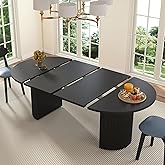 41 in-78 in Extendable Dining Room Table for 4-8, Round Expandable Kitchen Table with Fluted Base, Modern Oval Dinner Tables