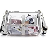 Missnine Clear Bag Stadium Approved PVC Crossbody Purse for Women Transparent Shoulder Concert Bag with Guitar Strap