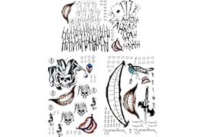 LEOARS Fake Temporary Tattoos, 3-Sheet Men Temporary Tattoo Sticker for Halloween Costume Cosplay