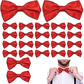 MOSIOBERDAVIAN 24 Pcs Red Bow Ties for Men,Formal Satin Red Bow Tie Solid with Men's Bow Ties,Adjustable Neck Band bow Ties for Men (Red)