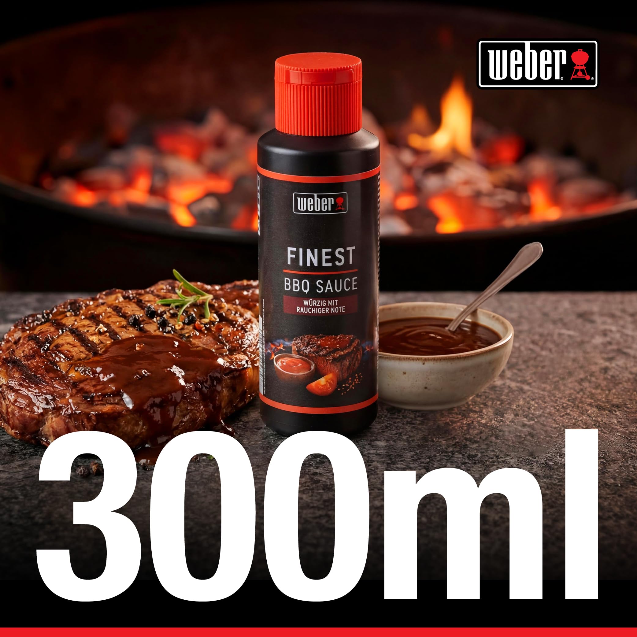 Weber Finest BBQ Sauce 300 ml - Rauchige Grillsauce für Rind, Lamm, Geflügel & Schwein - Intensiv würziger BBQ Geschmack - Grill Sauce Vegan, glutenfrei, laktosefrei, ohne Konservierungsstoffe 3