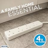 Status 4 Way Socket Extension Lead 1m Cable White 13A Wall Mountable view 2