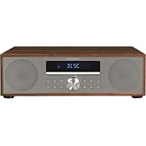 Crosley CR3501A-WA Fleetwood Radio CD Player, Walnut | Bluetooth In, Internal Full-Range Stereo Speakers 60W Peak, FM Radio, Wire Antenna