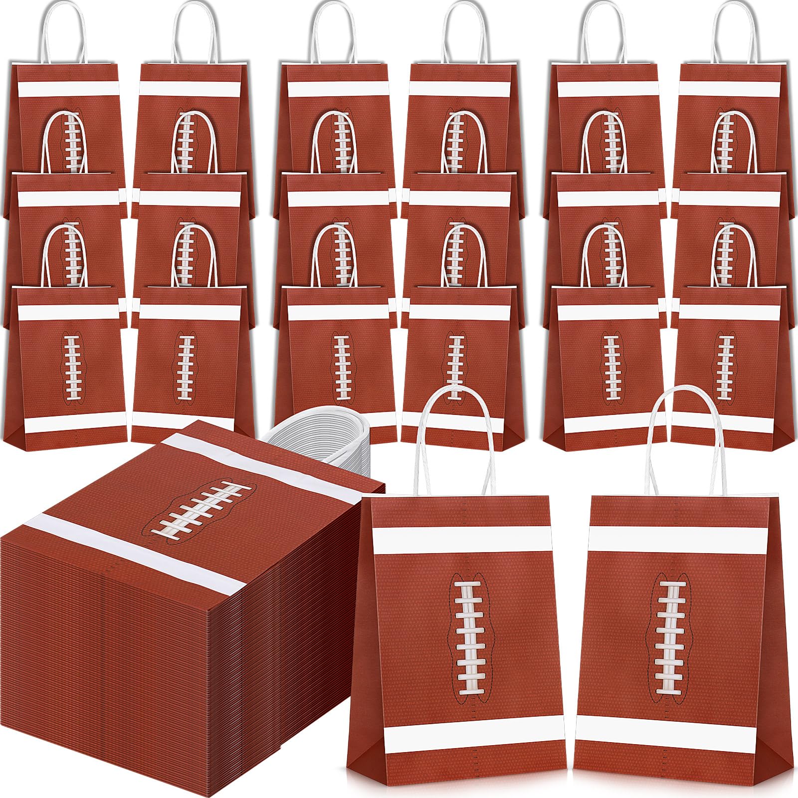 Photo 1 of Sabary 100 Pcs Football Party Favors Bags Football Bags with Handles Football Treat Bags Football Gift Bag