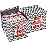 2 Pack Ornament Storage Box Set, Xmas Ornament Boxes for Storage, 166pcs Compartment for 3cm-10cm Christmas Balls, Christmas Decoration Organizer with Carry Handle & Transparent Window, 30x30x30cm