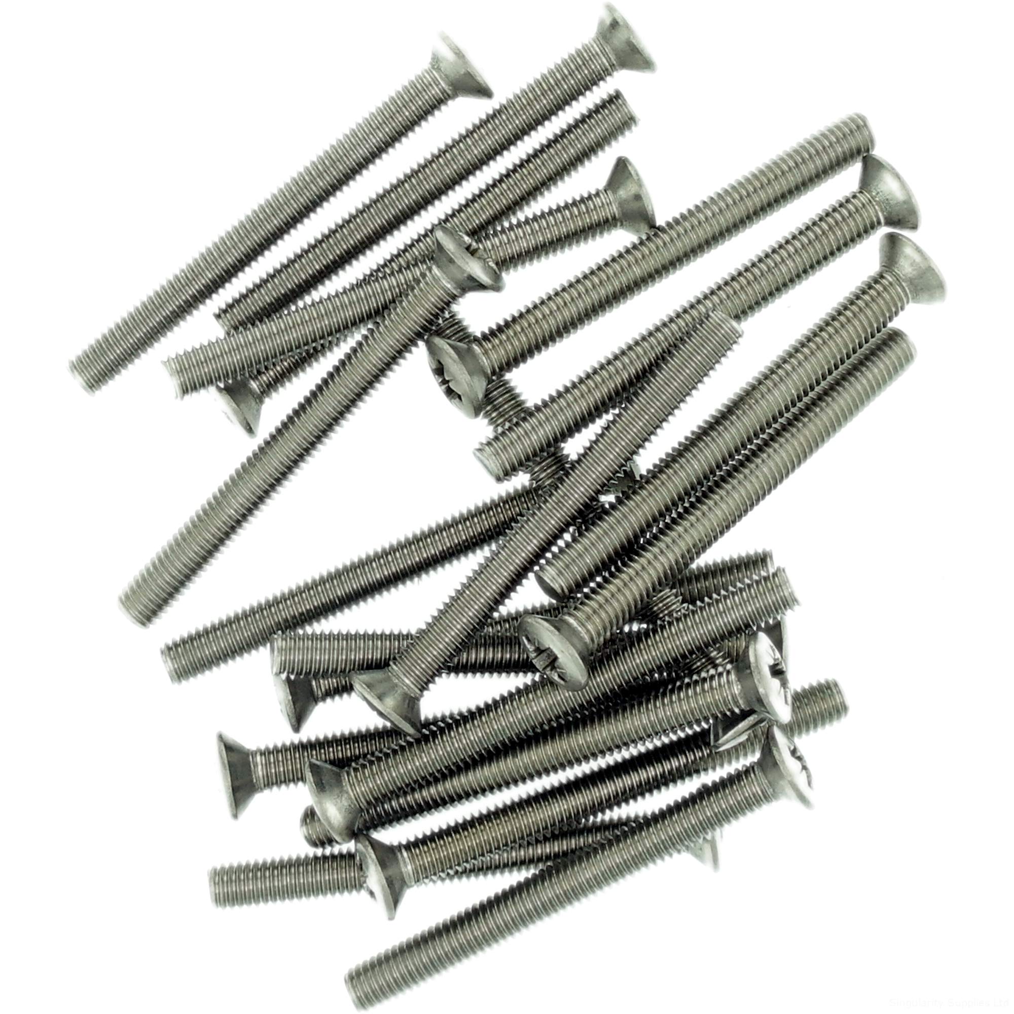 M5 (5mm x 6mm) Pozi Raised Countersunk Machine Screw (Bolt) - Stainless Steel (A2) (Pack of 20)