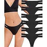 Knowyou 6 Pack Seamless Thongs for Women Sexy No Show Breathable Underwear Stretch Straps T-Back Tangas Panties for Ladies…