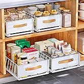 Pull out Cabinet Organizer Fixed with Adhesive Nano Film,Heavy Duty Slide out Pantry Shelves Drawer Storage,Sliding Mesh Cabinet Basket with Handle for Kitchen, Bathroom,Home, 11.8W"X 15.7D"X6.2"H