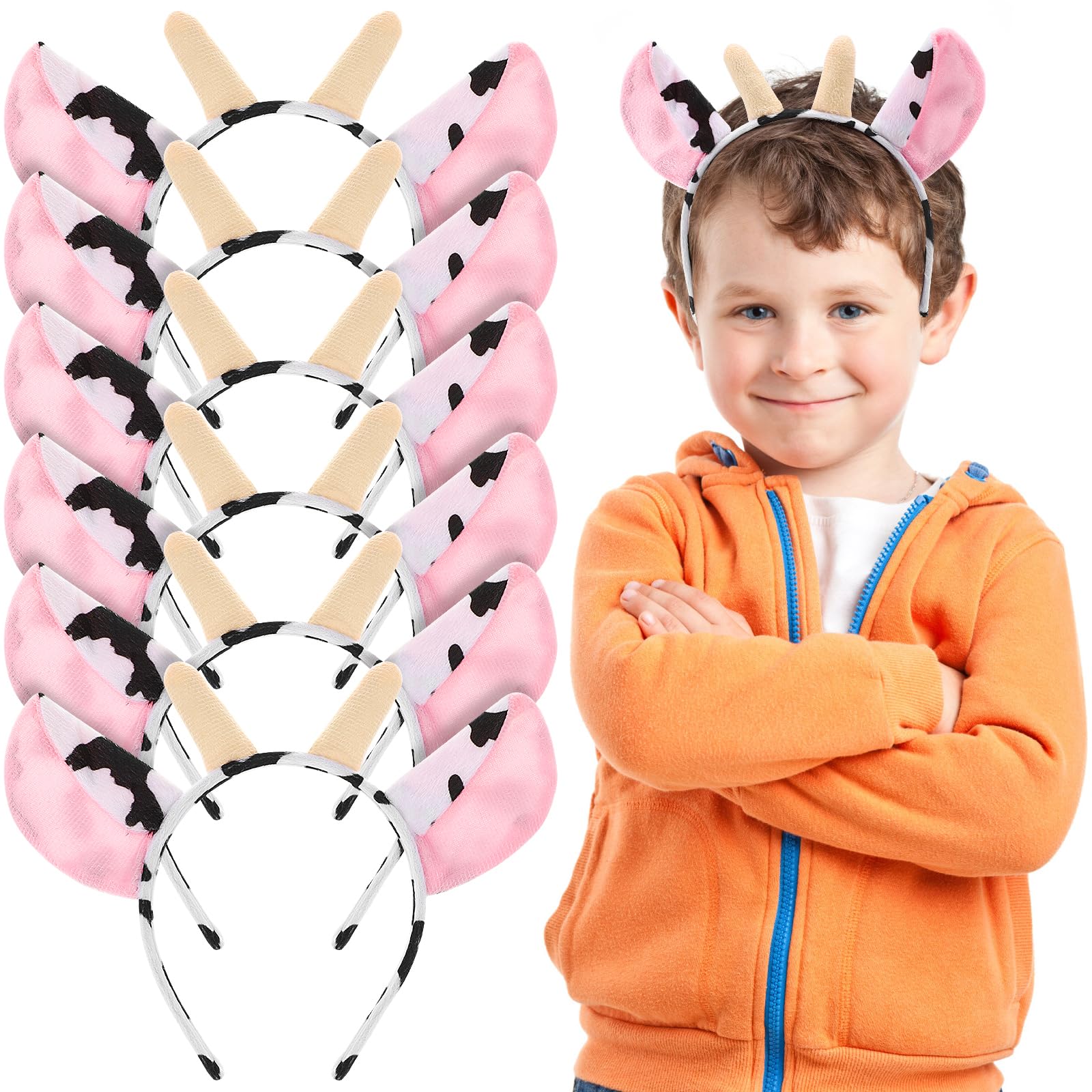 Photo 1 of FRCOLOR 12 Pcs Animal Headband Stuffed Animals Makeup Headbands Cow Ear Headband Cow Party Headbands for Women
