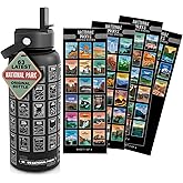 National Parks Water Bottle With Waterproof Stickers Wrap Around- Stainless Steel Insulated Vacuum Sealed 32 oz With Leak Proof Lid (National Park BLACK)