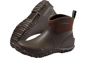 UVSAI Men's Waterproof 5.3-inch Ankle High Garden Shoes Rain Boots Slip-On Footwear for Gardening Farming Lawn Care Yard Work