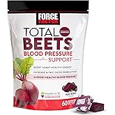 Force Factor Total Beets Blood Pressure Support Supplements with Beet Powder, Great-Tasting Beets Chewables for Heart-Healthy Energy, and Increased Nitric Oxide, 60 Chews