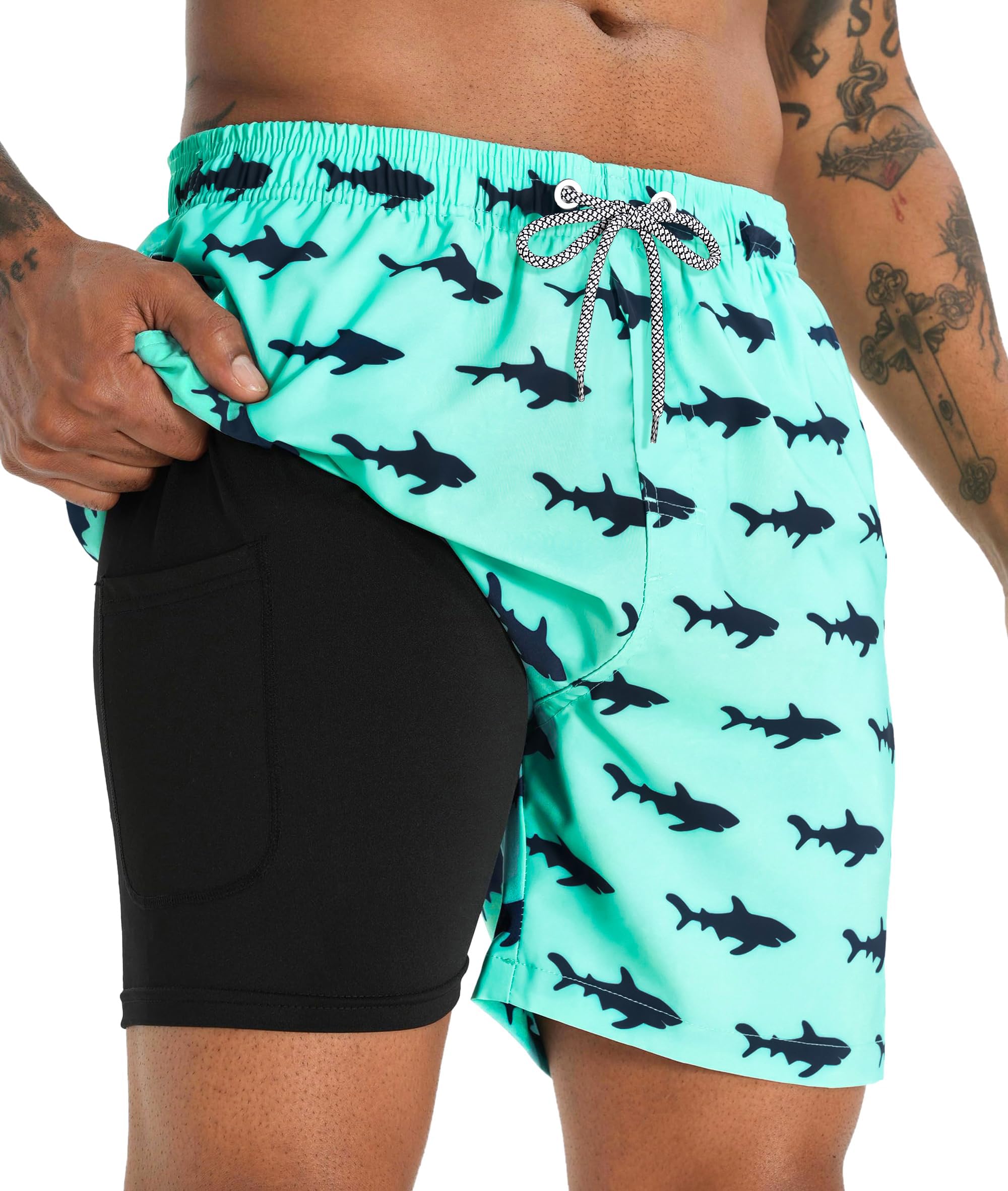 Photo 1 of APTRO Men's Swim Trunks with Compression Liner 5 Inch Bathing Suit Beach Swimsuits #C195 XL