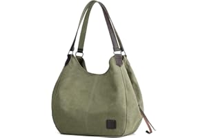 DOURR Women's Multi-pocket Shoulder Bag Fashion Cotton Canvas Handbag Tote Purse