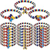 Lingvee 24 Pcs Autism Awareness Clay Bead Bracelets Bulk Colorful Puzzle Pieces Inspirational Jewelry Accessories for Autism Awareness Party Favors Gift Supplies