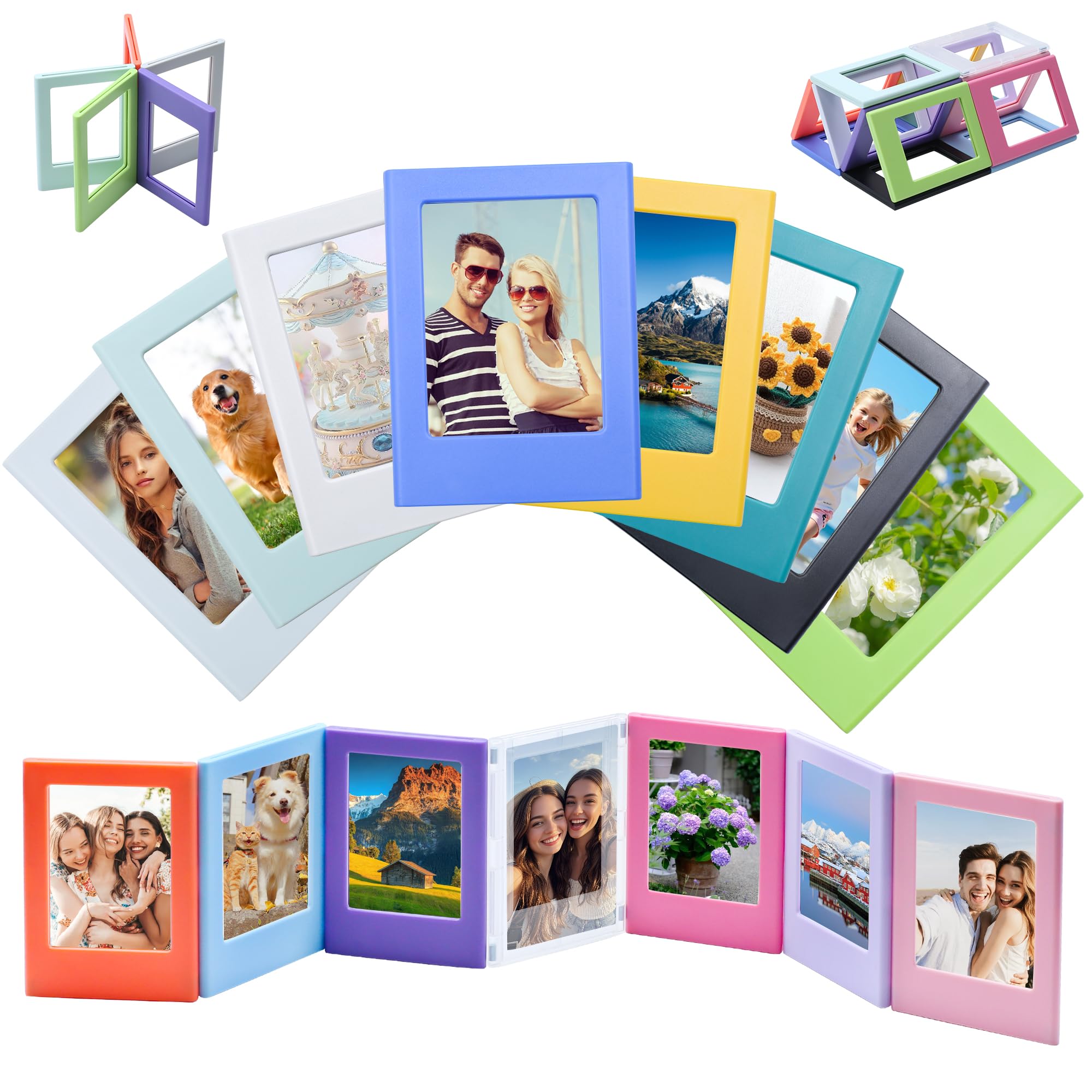 Photo 1 of 15 Pack Magnetic Picture Frames, 2.5x3.5 Inch Mini Picture Frames for Refrigerator with Clear Front, Magnetic Photo Frames Compatible with Instax Mini & Polaroid Photos(2.1x3.3"), Wallet Size for School, Office, Locker Decor