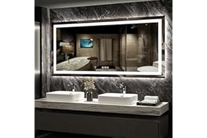 SHUAFA LED Mirror for Bathroom, 72x36 Inch Backlit + Front Lighted Bathroom Mirror with Lights, High-Density Double Light Str